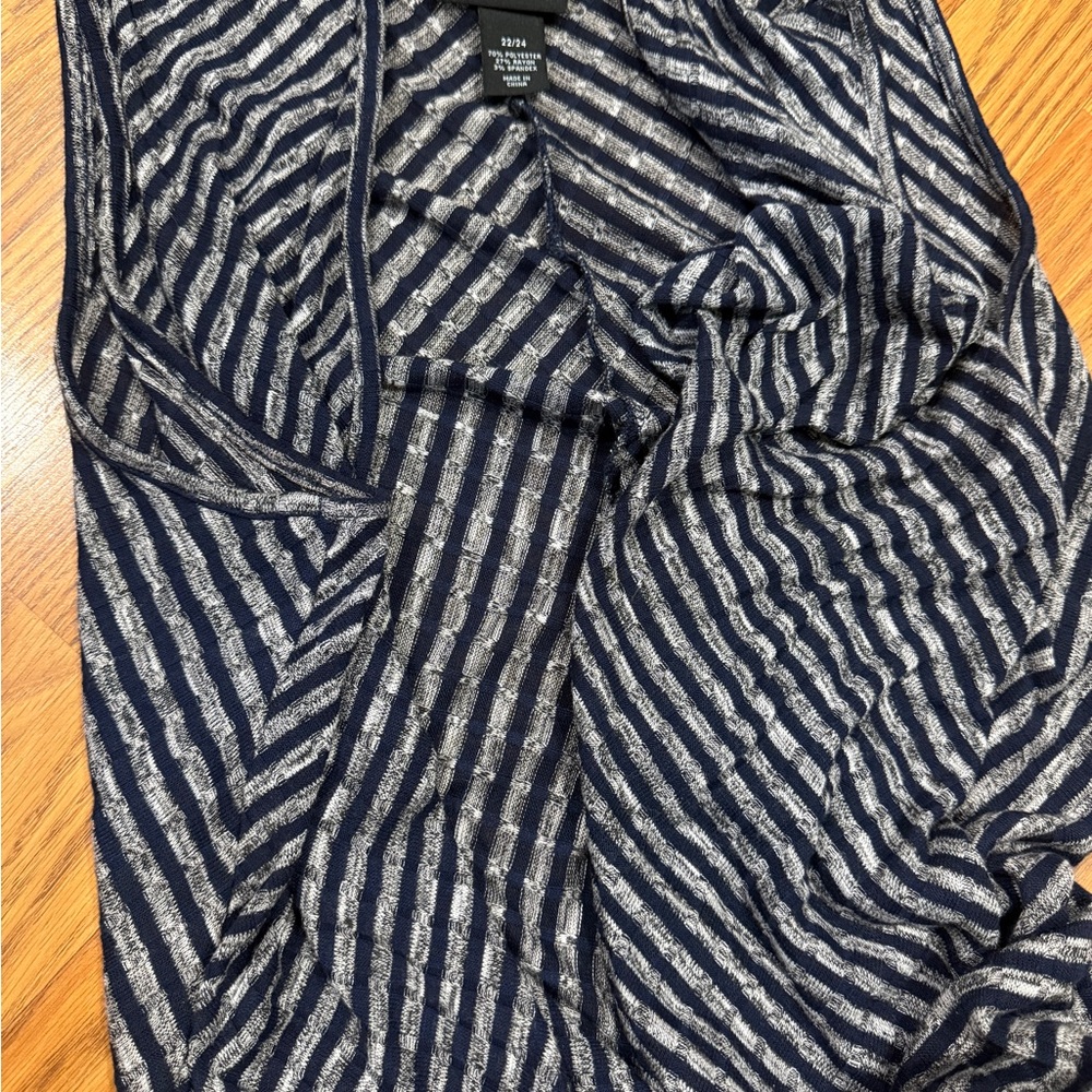 Navy and Silver Striped Sleeveless Top
